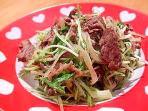 ✿ものすごく簡単✿　水菜と牛肉のシンプル炒め
